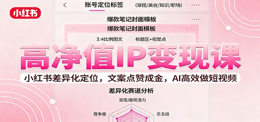 高净值IP变现课:小红书差异化定位,文案点赞成金, AI高效做短视频-开心