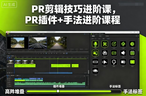 PR剪辑技巧进阶课,PR插件+手法进阶课程-开心